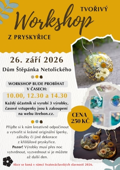 Tvořivý WORKSHOP - výrobky z pryskyřice