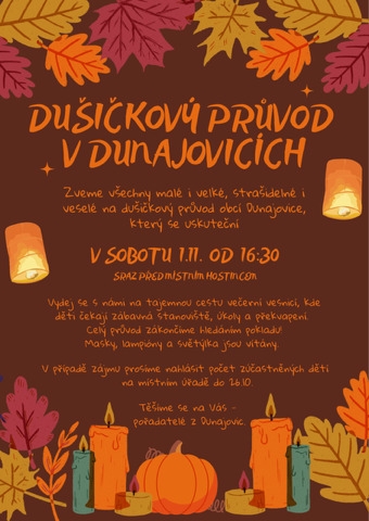 Dušičkový průvod v Dunajovicích